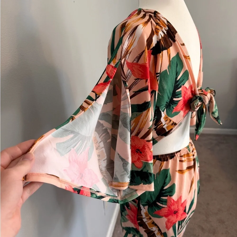 VENUS Pink and Green Floral Romper
